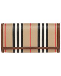 Burberry - Halton Striped E-canvas & Leather Continental Wallet - Lyst
