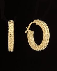 Italian Gold - 14k Textured Hoops - Lyst
