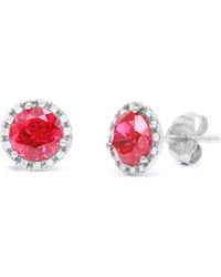 Diana M. Jewels - Fine Jewelry 14k 2.17 Ct. Tw. Diamond & Ruby Corundum Halo Studs - Lyst