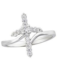 Savvy Cie - Plated Cz Cross Ring - Lyst