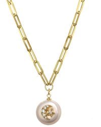 Rachel Reinhardt Jewelry - 14k Over Silver 18-20mm Pearl & Cz Paperclip Chain Necklace - Lyst