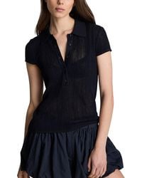 Kenneth Cole - Variegated Rib Cap Sleeve Polo Shirt - Lyst
