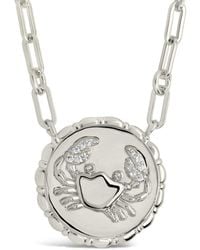 Sterling Forever - Rhodium Plated Cz Bold Link Cancer Zodiac Necklace - Lyst