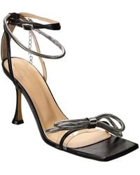 Mach & Mach - Double Bow Leather & Vinyl Sandal - Lyst