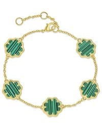 Sterling Forever - 14k Plated Malachite Station Bracelet - Lyst
