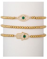Eye Candy LA - Titanium Cz Hamsa + Evil Eye 3pc Bracelet Set - Lyst