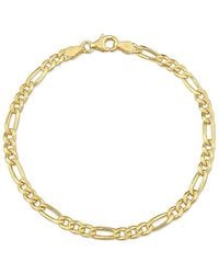 Italian Silver - 18k Over Figaro Chain Bracelet - Lyst