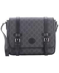 Gucci - Gg Coated Canvas & Leather Interlocking G Patch Messenger Bag Medium (Authentic Pre-Loved) - Lyst