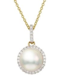 Pearls - Imperial 14k 0.16 Ct. Tw. Diamond & 8-8.5mm Akoya Pearl Necklace - Lyst