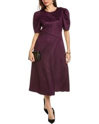 Anne Klein - A-Line Faux Suede Midi Dress - Lyst