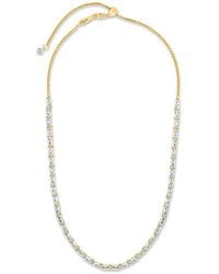 Sterling Forever - 14k Plated Cz Blanche Adjustable Tennis Necklace - Lyst