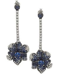 Suzy Levian - 18k & Silver 4.27 Ct. Tw. Sapphire Flower Petal Drop Earrings - Lyst