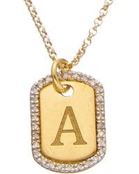 Meshmerise - 18K Over 0.20 Ct. Tw. Diamond Dog Tag Initial Necklace (A-Z) - Lyst