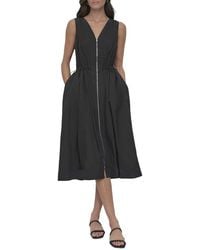 DKNY - V-Neck Zip Front Dress - Lyst