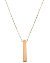 Italian Gold - 10K Rose Engravable Long Cube Adjustable Necklace - Lyst