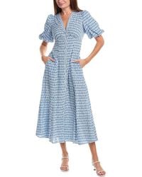 Max Studio - V-Neck Bubble Sleeve Maxi Dress - Lyst