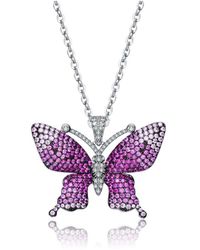 Genevive Jewelry - Two-tone Over Silver Cz Necklace - Lyst
