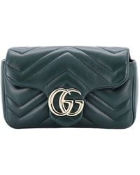 Gucci - Green Matelasse Leather GG Marmont Flap Bag Super Mini (authentic Pre-loved) - Lyst
