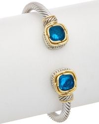 Juvell - 18k Two-tone Plated Blue Topaz Twisted Cable Bangle - Lyst