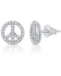 Sabrina Designs - 14k 0.18 Ct. Tw. Diamond Peace Sign Studs - Lyst