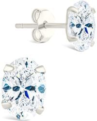 Sterling Forever - Silver Cz Oval Cut Prong Set Stud Earrings - Lyst
