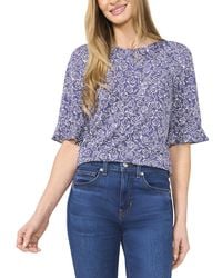 Cece - Ruffle Cuff Crew Neck Knit Top - Lyst