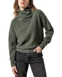 Lilla P - Ribbed Wrap Collar Wool-Blend Sweater - Lyst