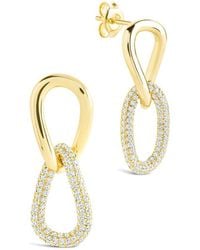 Sterling Forever - 14k Over Silver Cz Taissa Chain Link Stud Earrings - Lyst