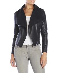 Bagatelle Faux Leather Drape Jacket Lyst