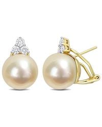 Rina Limor - 14k 0.60 Ct. Tw. Diamond 12-12.5mm Pearl Earrings - Lyst