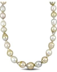 Pearls - 14k 0.06 Ct. Tw. Diamond 12-16mm Pearl Necklace - Lyst