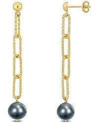 Rina Limor - 18k Over Silver 9-10mm Pearl Oval Link Earrings - Lyst