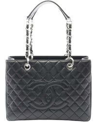 CHANEL - Black Caviar Leather Matelasse Gst Tote (authentic Pre-loved) - Lyst