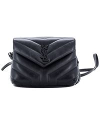 Saint Laurent - Black Matelasse Chevron Leather Loulou Shoulder Bag Toy (authentic Pre-loved) - Lyst