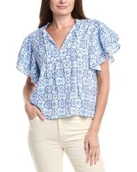 Sail To Sable - Ruffle Sleeve Linen-Blend Top - Lyst