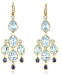 Nina Zhou Jewelry - 14K 6.55 Ct. Tw. Diamond & Aquamarine Sapphire Drop Earrings - Lyst