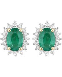 Diana M. Jewels - Fine Jewelry 14k 1.86 Ct. Tw. Diamond & Emerald Studs - Lyst