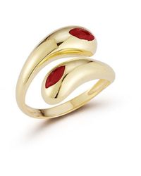 Sphera Milano - 14k Over Silver Cz Bypass Ring - Lyst
