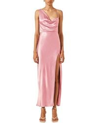 Shona Joy - La Lune Draped Side Split Midi Dress - Lyst