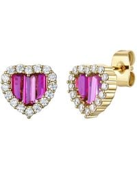 Rachel Glauber - 14k Plated Cz Heart Earrings - Lyst
