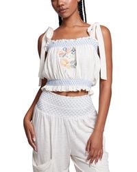 Chaser Brand - Linen-blend Embroidery Crop Top - Lyst