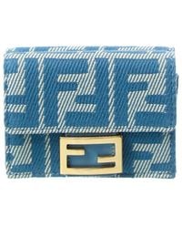 Fendi - Baguette Ff Micro Trifold Jacquard & Leather Wallet - Lyst