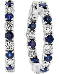 Diana M. Jewels - Fine Jewelry 14k 3.58 Ct. Tw. Diamond & Sapphire Hoops - Lyst