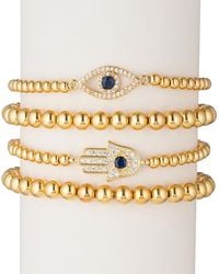 Eye Candy LA - Cz Hamsa & Evil Eye Stretch Bracelet Set - Lyst