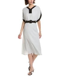 Pascale La Mode - V-Neck Belted Linen-Blend Midi Dress - Lyst