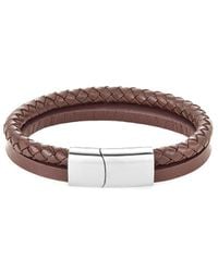 Adornia - Stainless Steel Leather Bracelet - Lyst