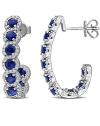 Rina Limor - 14K 3.40 Ct. Tw. Diamond & Sapphire Hoop Earrings - Lyst