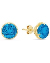 MaxColor - 14k 3.90 Ct. Tw. Blue Topaz Halo Studs - Lyst