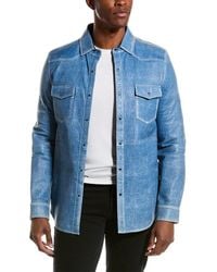 Tod's - Washed Denim Leather Shirt Jacket - Lyst