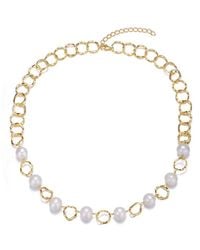 Genevive Jewelry - 14k Over Silver 10mm Freshwater Pearl Necklace - Lyst